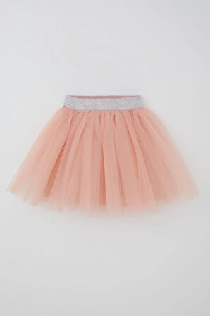 Breeze Kız Çocuk Tütü Etek Beli Sim Detaylı Lastikli 5-10 Yaş, Somon