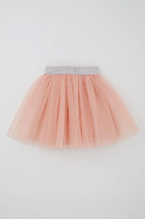 Breeze Kız Çocuk Tütü Etek Beli Sim Detaylı Lastikli 5-10 Yaş, Somon