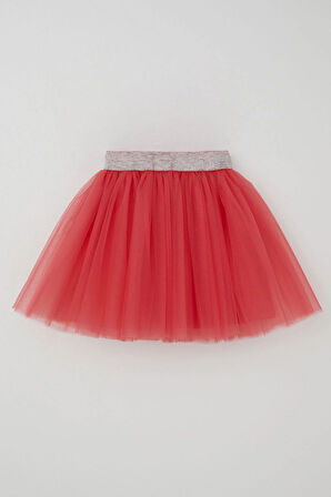 Breeze Kız Çocuk Tütü Etek Beli Sim Detaylı Lastikli 5-10 Yaş, Mercan