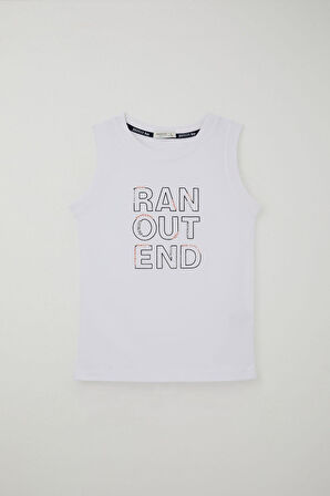 Breeze Erkek Çocuk Şortlu Takım Sıfır Kollu Yazı Baskılı Bağcık Aksesuarlı 8-14 Yaş, Beyaz