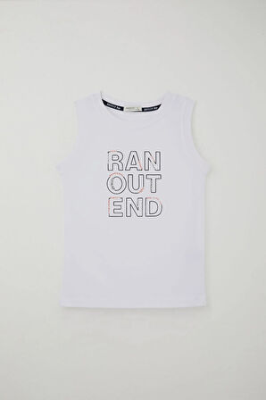 Breeze Erkek Çocuk Şortlu Takım Sıfır Kollu Yazı Baskılı Bağcık Aksesuarlı 8-14 Yaş, Beyaz