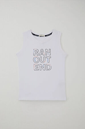 Breeze Erkek Çocuk Şortlu Takım Sıfır Kollu Yazı Baskılı Bağcık Aksesuarlı 8-14 Yaş, Beyaz