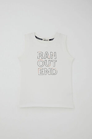 Breeze Erkek Çocuk Şortlu Takım Sıfır Kollu Yazı Baskılı Bağcık Aksesuarlı 8-14 Yaş, Beyaz