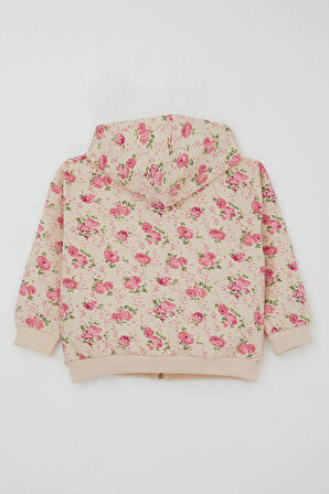 Breeze Kız Çocuk Eşofman Takımı Çiçek Desenli Kapüşonlu 1.5-5 Yaş, Krem
