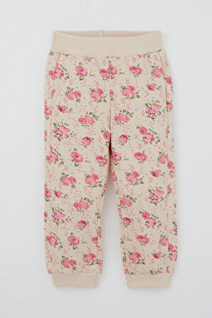 Breeze Kız Çocuk Eşofman Takımı Çiçek Desenli Kapüşonlu 1.5-5 Yaş, Krem