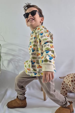 Breeze Erkek Çocuk Eşorfman Takımı Zebra Macerası 1.5-5 Yaş, Krem