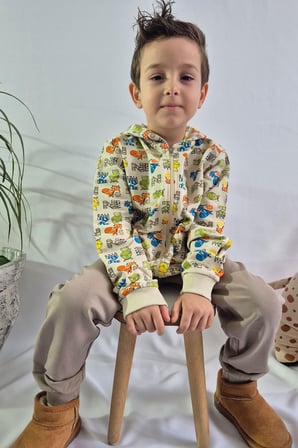 Breeze Erkek Çocuk Eşorfman Takımı Zebra Macerası 1.5-5 Yaş, Krem