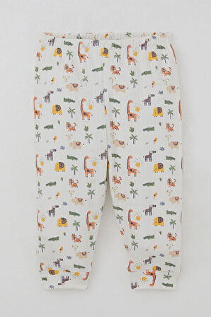 Breeze Erkek Bebek Pijama Takımı Bebek Hayvanat Bahçesi 4 Ay-1 Yaş, Ekru