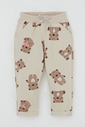 Breeze Kız Bebek Eşofman Takım Mutlu Ayıcık Desenli 6 Ay-2 Yaş, Bej