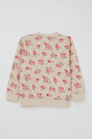 Breeze Kız Çocuk Eşofman Takım Çiçek Desenli 1.5-5 Yaş, Bej