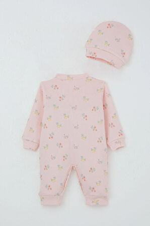Breeze Kız Bebek Tulum Çiçek Desenli 0-6 Ay, Pembe