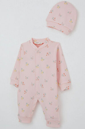 Breeze Kız Bebek Tulum Çiçek Desenli 0-6 Ay, Pembe