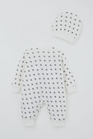 Breeze Bebek Tulum Deniz Temalı Çapa Desenli 0-6 Ay, Ekru