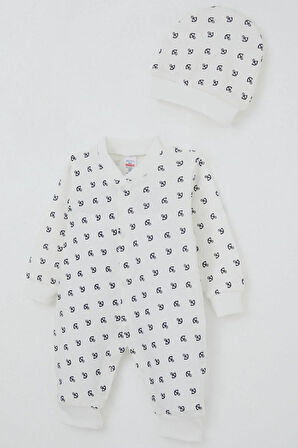 Breeze Bebek Tulum Deniz Temalı Çapa Desenli 0-6 Ay, Ekru