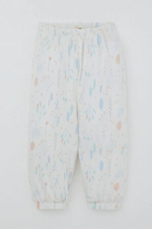 Breeze Kız Bebek Pijama Takımı Bahar Fısıltısı Renkli Yapraklar Desenli 9 Ay-3 Yaş, Ekru