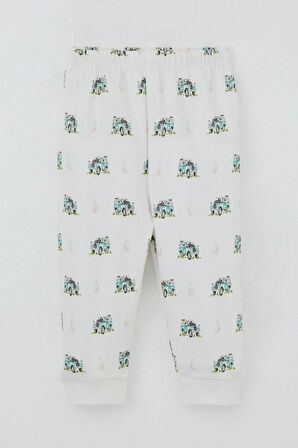Breeze Erkek Bebek Pijama Takımı Omuzdan Patlı Macera Temalı Küçük Kaşif 4 Ay-1 Yaş, Ekru