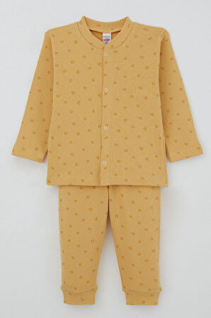 Breeze Erkek Bebek Pijama Takımı Mini Geometrik Şekiller 4 Ay-1 Yaş, Hardal Sarı
