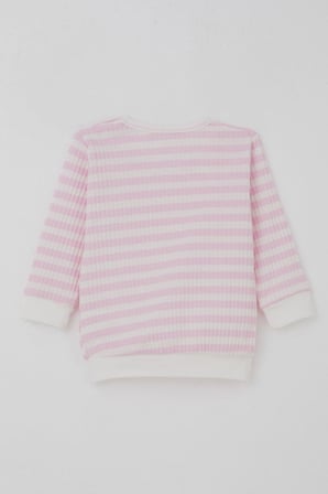 Breeze Kız Bebek Pijama Takımı Omuzdan Patlı Kendinden Desenli 4 Ay-1 Yaş, Pembe