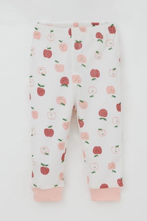 Breeze Kız Bebek Pijama Takımı Omuzdan Patlı Sevimli Minik Elma Desenli 4 Ay-1 Yaş, Ekru