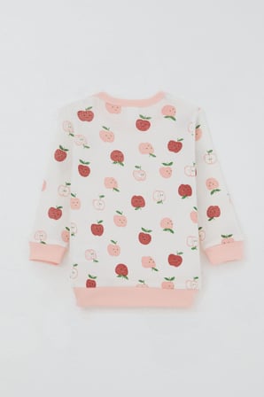 Breeze Kız Bebek Pijama Takımı Omuzdan Patlı Sevimli Minik Elma Desenli 4 Ay-1 Yaş, Ekru