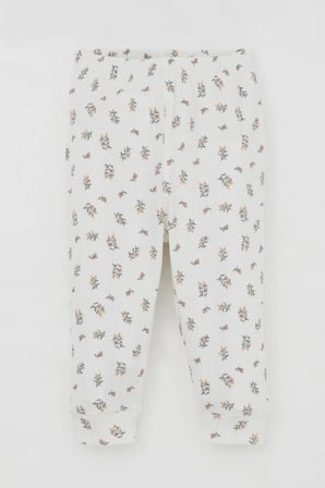 Breeze Kız Bebek Pijama Takımı Omuzdan Patlı Çiçek Desenli 4 Ay-1 Yaş, Ekru