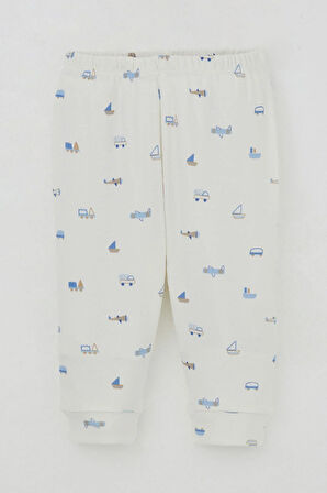 Breeze Erkek Bebek Pijama Takımı Omuzdan Patlı Mini Taşıtlar Dünyası 4 Ay-1 Yaş, Ekru