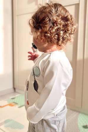 Breeze Erkek Bebek Eşofman Takımı Kulaklıklı Köpekçik Nakışlı 9 Ay-3 Yaş, Beyaz