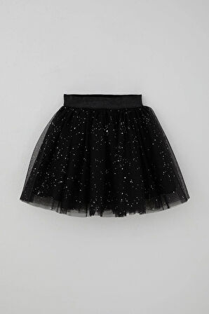 Breeze Kız Çocuk Tütü Etek Sim Detaylı 5-10 Yaş, Siyah