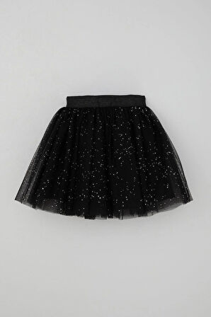 Breeze Kız Çocuk Tütü Etek Sim Detaylı 5-10 Yaş, Siyah