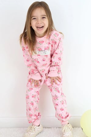 Breeze Kız Çocuk Eşofman Takım Çiçek Desenli 1.5-5 Yaş, Pembe