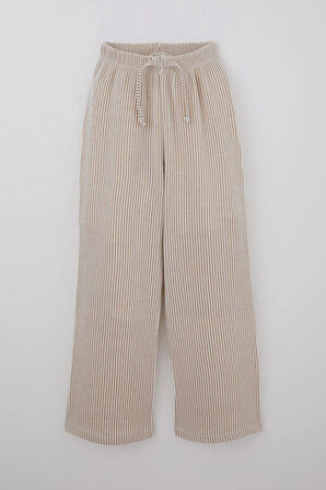 Breeze Kız Çocuk Pantolon Çizgili Bağcık Aksesuarlı Beli Lastik Detaylı 8-14 Yaş, Karışık Renk