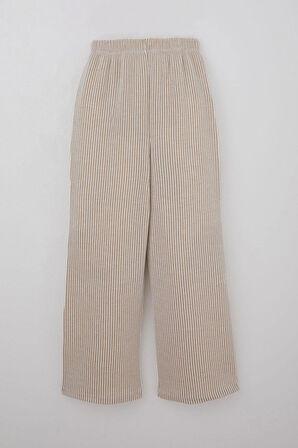 Breeze Kız Çocuk Pantolon Çizgili Bağcık Aksesuarlı Beli Lastik Detaylı 8-14 Yaş, Karışık Renk