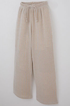 Breeze Kız Çocuk Pantolon Çizgili Bağcık Aksesuarlı Beli Lastik Detaylı 8-14 Yaş, Karışık Renk