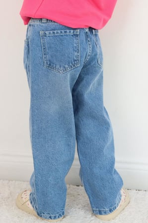 Breeze Kız Çocuk Jean Pantolon Papatya Nakışlı Düğmeli 1.5-5 Yaş, Açık Mavi
