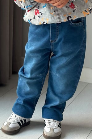 Breeze Erkek Çocuk Jean Pantolon Beli Paçası Lastikli Bağcıklı 1.5-5 Yaş, Mavi