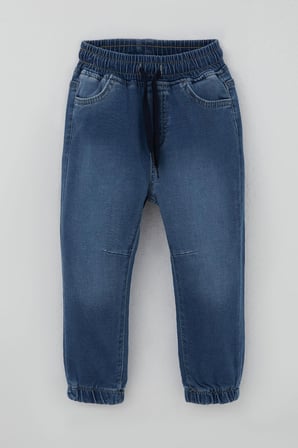 Breeze Erkek Çocuk Jean Pantolon Beli Paçası Lastikli Bağcıklı 1.5-5 Yaş, Mavi