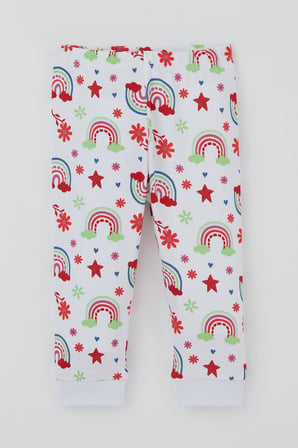Breeze Kız Bebek Pijama Takımı Gökkuşağı Masalı Çiçek Desenli 4 Ay-1 Yaş, Beyaz