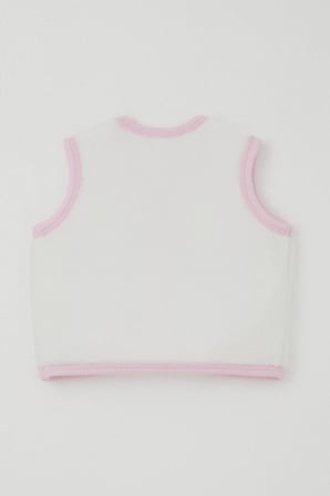 Breeze Kız Bebek Polar Yelek Düğmeli 0-9 Ay, Beyaz