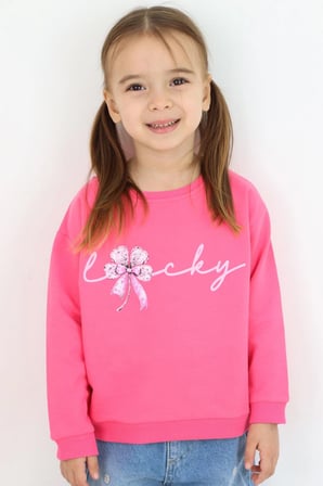 Breeze Kız Çocuk Sweatshirt Fiyonklu Çiçek Baskılı 2-6 Yaş, Pembe