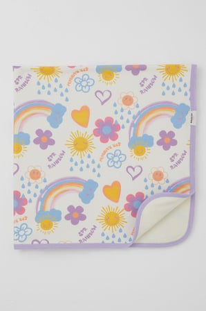 Breeze Yenidoğan Bebek Battaniyesi Çiçek Desenli & Güneşli Standart, Ekru