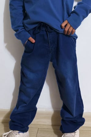 Breeze Erkek Çocuk Jean Pantolon Bağcıklı Fermuarlı Cepli 5-9 Yaş, Koyu Mavi