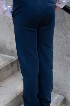 Breeze Erkek Çocuk Jean Pantolon Bağcıklı Fermuarlı Cepli 10-14 Yaş, Koyu Mavi