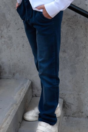 Breeze Erkek Çocuk Jean Pantolon Bağcıklı Fermuarlı Cepli 10-14 Yaş, Koyu Mavi