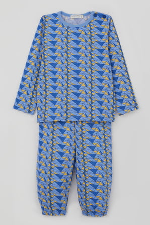 Breeze Erkek Bebek Pijama Takımı Renk Üçgeni 9 Ay-3 Yaş, Açık Mavi