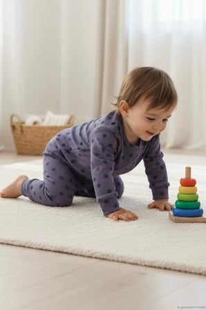Breeze Kız Bebek Pijama Takımı Omuzdan Patlı Puantiye Desenli 4 Ay-1 Yaş, Lila