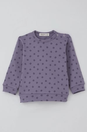 Breeze Kız Bebek Pijama Takımı Omuzdan Patlı Puantiye Desenli 4 Ay-1 Yaş, Lila