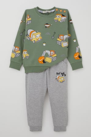 Breeze Erkek Çocuk Eşofman Takımı Küçük Operatör Çalışkan İş Makineleri 1-4 Yaş, Mint Yeşili