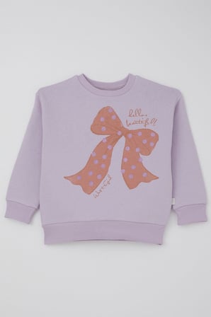 West Kız Çocuk Eşofaman Takımı Simli Fiyonk Baskılı 4-7 Yaş, Lila