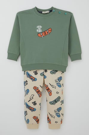 Breeze Erkek Bebek Eşofman Takımı Kaykay Zamanı 9 Ay-3 Yaş, Mint Yeşili
