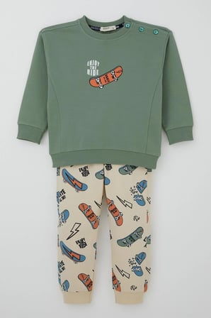 Breeze Erkek Bebek Eşofman Takımı Kaykay Zamanı 9 Ay-3 Yaş, Mint Yeşili